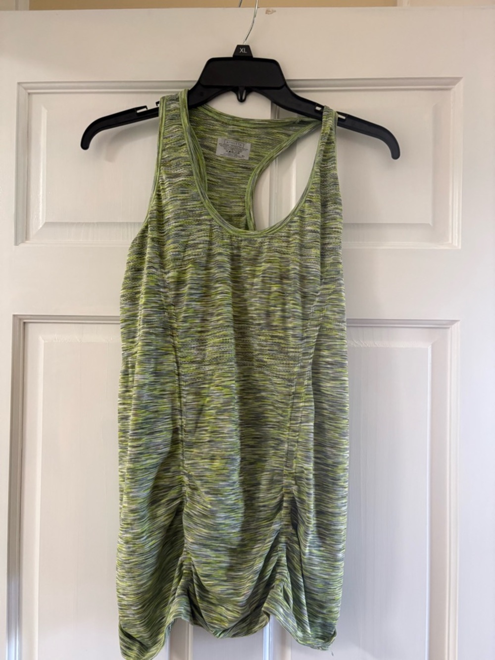 Athleta Green Space-Dye Racerback Tank with Ruched Hem